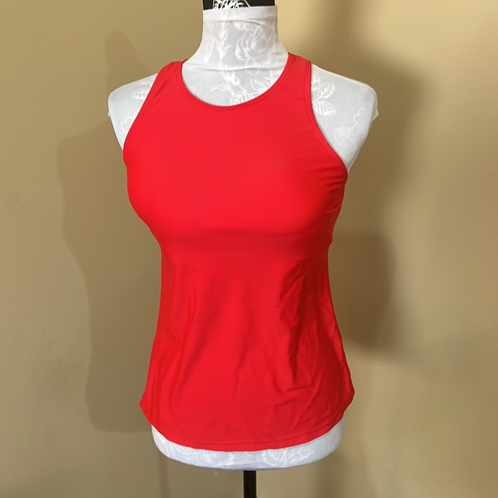 Red full length Tankini swimsuit top size